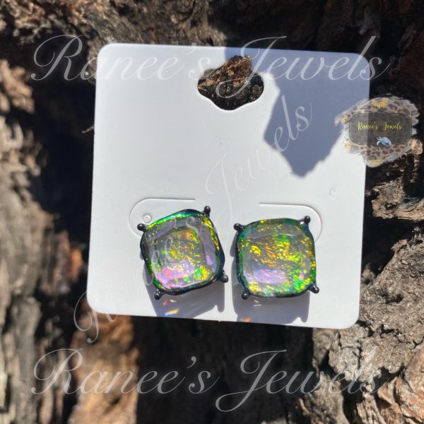 Black Iridescent Studs