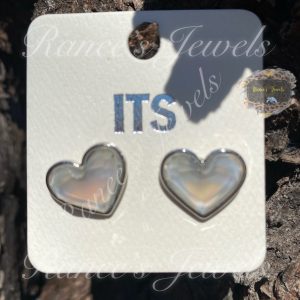 Silver-White Heart Studs